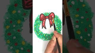 Christmas Wreath 2024 🎅🏻🎄  Merry Christmas 2024 shorts easydrawing colorchamp Christmas Wreath [upl. by Antonius]