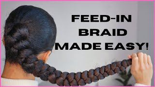 Feed in jumbo braid ponytail tutorial Beginner friendly  Natural hair  AbbieCurls [upl. by Wright]