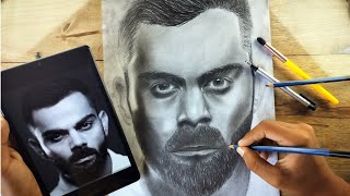 Virat Kohli realistic sketch  timelapse tutorial [upl. by Tait]