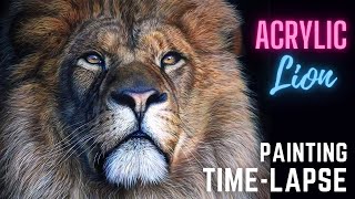 Painting a Lion portrait in Acrylic Paint  TIMELAPSE [upl. by Llegna321]