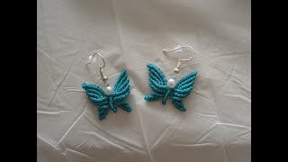 Aretes en forma de Mariposa en Macramé [upl. by Grearson]