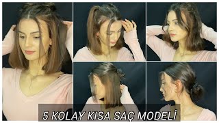 5 BİRBİRİNDEN KOLAY KISA SAÇ MODELİ 💇‍♀️ DÜZLEŞTİRİCİ İLE MAŞA YAPMAK✨ [upl. by Lundell]