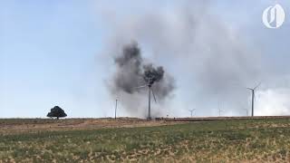 Wind turbine catches fire in Southern Washington [upl. by Nelleh]