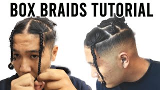 Box Braid Your Own Hair in 4 minutes  Travis Scott Box Braids Tutorial [upl. by Ahsilav]