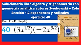 Ejercicio 40 seccion 12 resuelto libro algebra y trigonometria con geometria analitica Swokoski [upl. by Paolina]