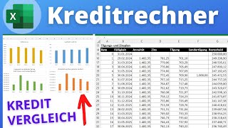 Excel Kreditrechner 2025 Darlehensrechner mit Sondertilgung Tilgungsplan Vorlage Kreditvergleich [upl. by Annaes]