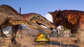 Carnotaurus vs Baryonyx Dinosaurs Fight 🌍 JURASSIC WORLD EVOLUTION 2 shorts [upl. by Hulen]