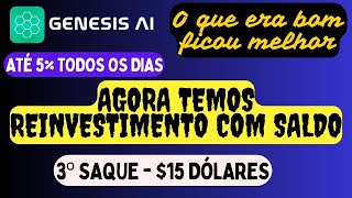 quotGENESIS AI AGORA COM REINVESTIMENTO DO SALDO CONFIRA COMO FAZER O SEU NESSE VÍDEO PAGOU AO VIVO [upl. by Ramsey402]