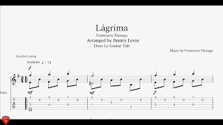 Lágrima  Francisco Tárrega  For Classical Guitar with Tabs [upl. by Deery]