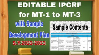 20222023 IPCRF for Master Teachers with Sample Development Plan [upl. by Sidnac]