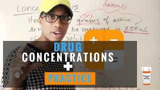 Pharmacy Tech Math  Drug Concentration Calculations Problems Worked  PTCB Exam Prep [upl. by Nart]