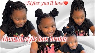 How To Style Box Braids  Kids Knotless box braids styles [upl. by Amiarom679]