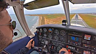 Piper PA28 Cherokee  SHORT FINAL amp Cockpit Landing at LCA Airport  Cockpit View amp ATC [upl. by Randi]