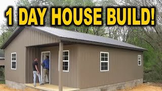 TWO men ONE house ONE day  with a DIY house kit [upl. by Correy407]