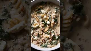 Creamy Sausage Kale Pasta Soup with Feta recipe shorts [upl. by Newmark]