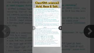 Class 10 th Science chapter 2 Acid Base and Salt  complete noteseducationchemistry class10 [upl. by Edholm562]