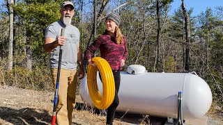 Installing Propane Tank 500 gallon Propane tank and Poly gas line HomeFlex Poly Gas Line kit [upl. by Dillon]