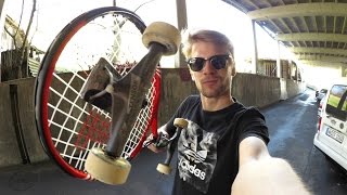 Tennis Racket Skateboard  RIDICULOUS SKATEBOARDING [upl. by Dracir]