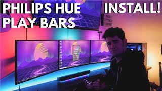 Installing Philips Hue Play LED Light Bars in my GAMING SETUP [upl. by Hurff]