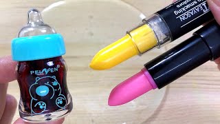 Makeup slimeSatisfying slime coloring with lipstickampHighlighter compilation Lipstick slime ASMR [upl. by Germaun]