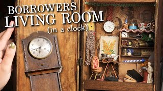 Making A Miniature Borrowers Front Room In An Antique Grandmother Clock [upl. by Meggy]