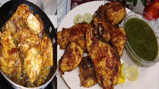 white Paplet fish fry recipe  home made fish fry green chutney masala fish fry By Rabiya kitchen [upl. by Elbart]