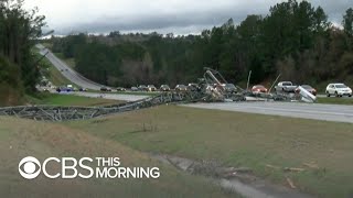 Devastating damage after deadly tornadoes in Alabama [upl. by Lyrahs405]