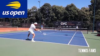 Filip Krajinovic practice with Janko Tipsarevic for Us Open 2020  1080p [upl. by Ennaitsirk232]