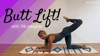 At Home Barre Class Complete Glute Workout using 3 lb Weights [upl. by Trimmer944]