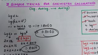 3 Simple Tricks for chemistry calculations LogAntilog Negative Antilog [upl. by Evita]