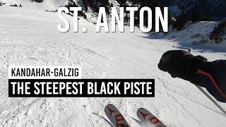 The steepest black piste 52 KandaharGalzig in St Anton am Arlberg [upl. by Repmek]