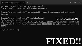 Fix ADB Failed to Install APK Failure INSTALL FAILED VERSION DOWNGRADE [upl. by Telracs]