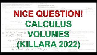 HSC Year 12 Extension 1 3U  Nice Question  Calculus  Volumes  Killara 2022 [upl. by Yim]