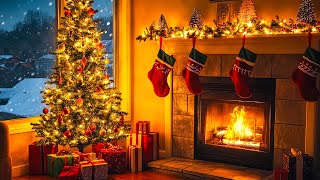 Relaxing Christmas Music Snow Falling  Cozy Christmas Ambience Music  Christmas Fireplace Ambience [upl. by Haywood]