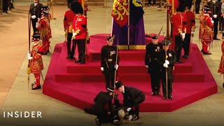 Royal Guard Collapses By The Queens Coffin  Insider News [upl. by Halland]