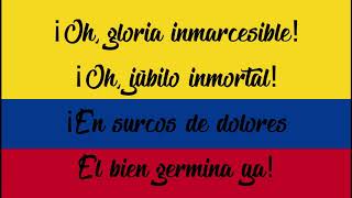 HIMNO COLOMBIA COMPLETO  FULL ANTHEM COLOMBIA  LYRICS ESP [upl. by Stoller85]