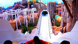 HydroMagnetic Raft Water Coaster Ride  YAS Waterworld Water Slide POVs [upl. by Ainehta]