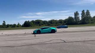 TWIN TURBO V10 BATTLE R8 vs HURACAN [upl. by Noiwtna868]