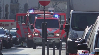 Mehrere Großraummülltonnen brennen am Gebäude FeuerwehrEinsatz in WiesbadenBiebrich  13022017 [upl. by Airtemad]