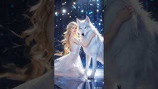 A woman performs a fusion with theSiberian White Wolf on AGT americagottalent magic [upl. by Aynatal318]