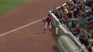 HOUBOS Ballgirl gets hit in the face with foul ball [upl. by Sulrac]