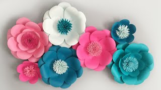 DIY Easy Paper Flowers for Beginners  5 Minutes Paper Flower Tutorial  Free Template [upl. by Anthony]