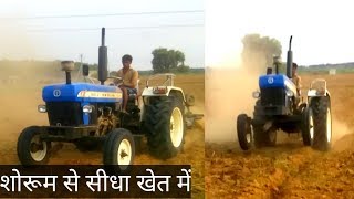 थोड़ा गर्माते है New Holland 36002 New with single Harrow first time in field [upl. by Netsrak990]