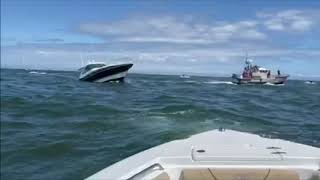 Boat sinking Barnegat inlet boat ran over north jetty at hightide [upl. by Grega]