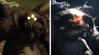 Demons Souls Remake  All Bosses Model Comparison  Side by Side Original vs Remake [upl. by Nosnor]