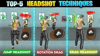 TOP5 HEADSHOT TECHNIQUES IN FREE FIRE  FREE FIRE ALL HEADSHOT TECHNIQUES ⚙️ [upl. by Ttirrej]