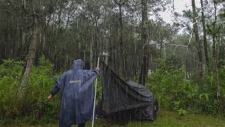 AMAZING CAMPING IN HEAVY RAIN AND THUNDER  MOST RELAXING SOLO CAMPING IN HEAVY RAIN [upl. by Burrow]