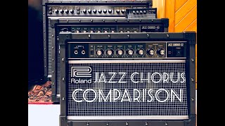 Roland Jazz Chorus Comparison JC22 vs JC40 vs JC120 Prelude Video with Boss Pedals [upl. by Nemsaj]