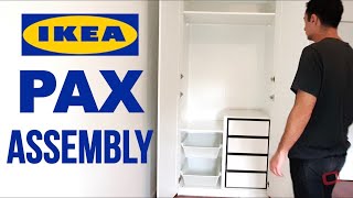 IKEA PAX Wardrobe Assembly With Doors and Soft Closing Hinges [upl. by Kassel]