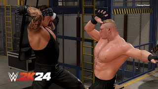 WWE 2K24  Brock Lesnar Vs The Undertaker  BACKSTAGE BRAWL PS5 [upl. by Tayyebeb197]